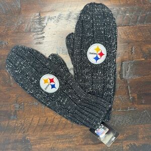 '47 Brand Pittsburgh Steelers Women's Black Silver Knit Mittens Gloves NEW